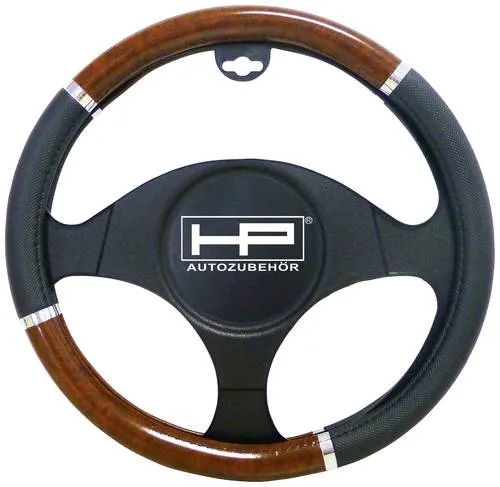 HP Autozubehör Lenkradbezug (Ø x H) 39cm x 4cm Polyurethan (PU) 3-farbig, Schwarz, Holz, Aluminium 37 - 39cm