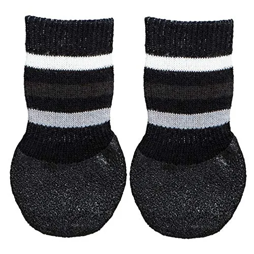 TRIXIE Anti-Rutsch Pfotenschutz für Hunde - Hundeschuhe für sicheren Halt auf glatten Böden 2 Stück - L-XL , Hundesocken als Wundschutz geeignet - 19525
