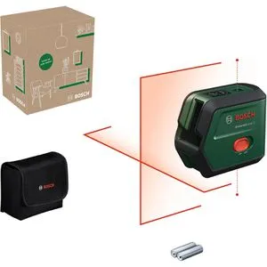 Bosch Home and Garden UniversalLevel 2 Kreuzlinienlaser - Messgerät für präzise Projektionen bis 12m, mit Selbstnivellierfunktion und hoher Genauigkeit von ± 0,5 mm/m für exakte Ergebnisse.
