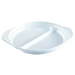 Mehrweg-Menüteller weiß PP 2-geteilt mit Griff Ø 22 cm 100 in weiß von Commerline