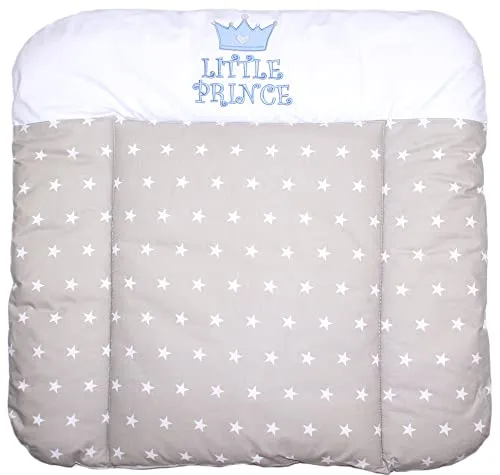 Wickelauflage mit Applikation -Prince Sternchen auf Grau - Wickeltischauflage Baby Auflage (70 x 50 cm)