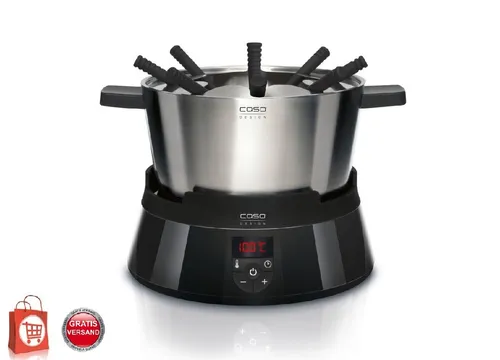 Caso Fondue Set Duo 2in1 Induktion und Tischkochfeld für 8 Personen - Elektrisches Fondue-Set für bis zu 8 Personen mit 2,5 L Kapazität und 1000 W Leistung, ideal für gesellige Abende.