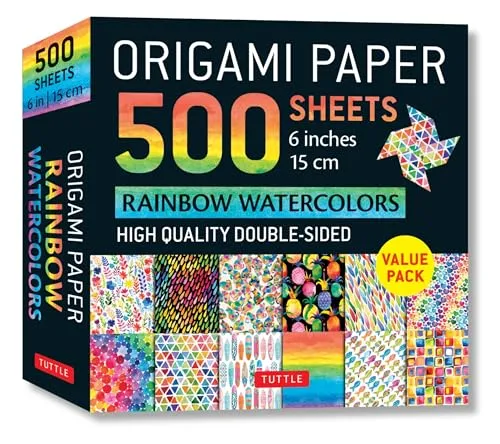 Origami Paper 500 Sheets Rainbow Watercolors 6 in 15 Cm: Tuttle Origami Paper: High Quality Double-Sided Origami Sheets Printed With 12 Different Designs