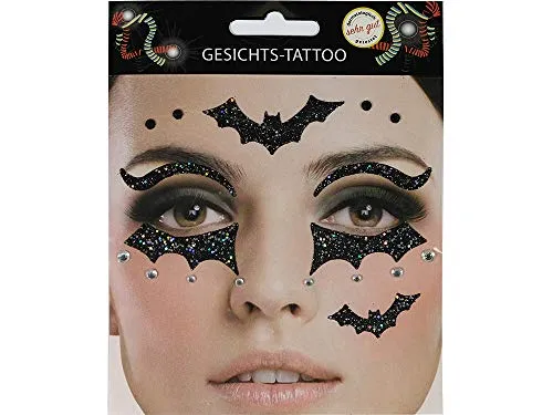 Gesichts Tattoo Spinnennetz Halloween Karneval (Fledermaus)