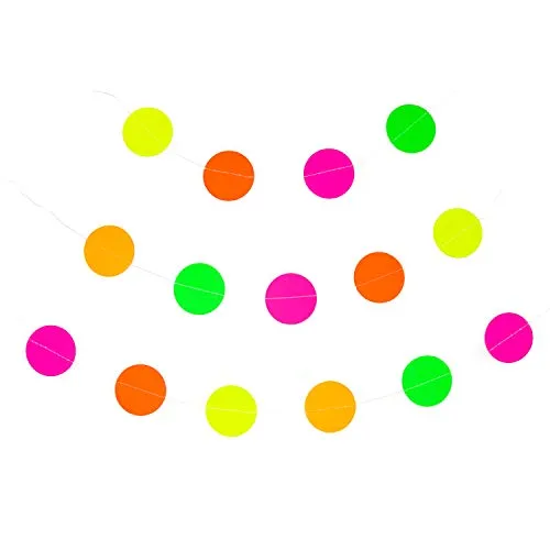 Oblique Unique® Deckenhänger Kreis Girlande Banner Papier Hänge Deko für Geburtstag Hochzeit JGA Jubiläum Party Einschulung Neon Gelb Orange Pink Grün