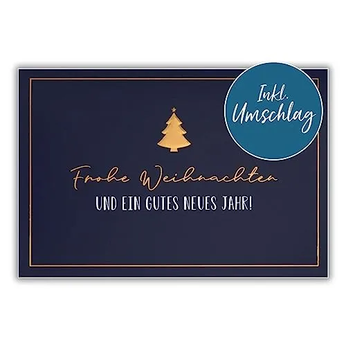 bsb Weihnachtskarte mit Umschlag - Liebevolle Weihnachtspostkarte mit kleiner Tanne - Grußkarte für Weihnachten - Merry Christmas Card - Weihnachten-Karte in 11,5 x 17,0 cm