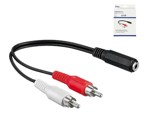 DINIC Audiokabel 3,5mm Buchse auf 2x Cinch Stecker, 0,2m #1907286