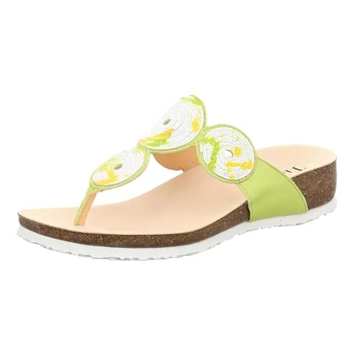 Think! Damen Julia Zehentrenner – Limone Kombi 6000, 38 EU - Sandalen aus chromfrei gegerbtem Leder, ideal für schmalere Füße mit rutschhemmender Sohle für sicheren Halt.