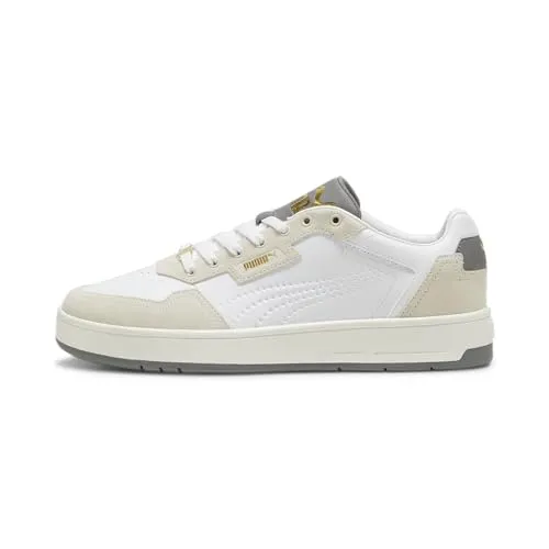 PUMA Unisex Court Classic LUX SD Sneaker - Eleganter Komfort in Weiß und Grau - Herren-Sneaker mit hochwertigem Leder-Obermaterial, ideal für stilvolle Freizeitlooks und maximalen Tragekomfort.