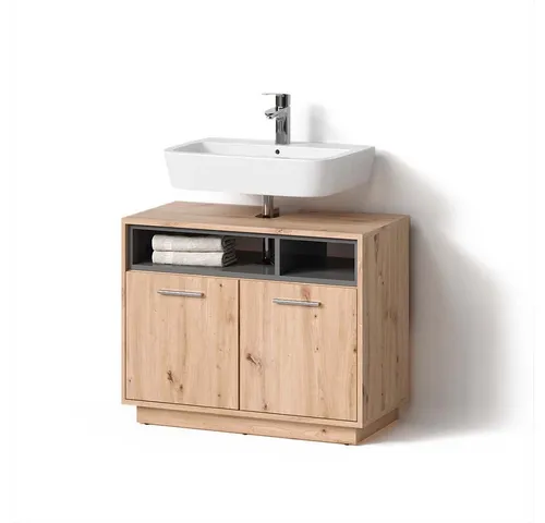 Livinity® Waschbeckenunterschrank Temo - Waschbeckenunterschrank in Artisan Eiche und Anthrazit, 80 x 64 cm, mit pflegeleichter Melaminharzoberfläche für langlebige Nutzung und modernes Design.