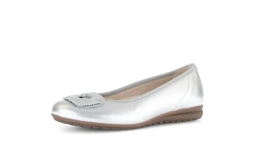 Gabor Damen Klassische Ballerinas - Elegante Ballerinas in Silber, ideal für den Sommer. Mit flachem Absatz und moderater Mehrweite (G) für optimalen Tragekomfort.