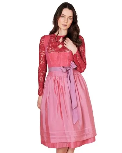 KRÜGER COLLECTION Dirndl 'Linette' 115667, Rot 60cm - Elegantes Dirndl in Rot, 60cm lang, aus 100% Baumwolle für optimalen Tragekomfort. Ideal für festliche Anlässe und traditionelle Feiern.