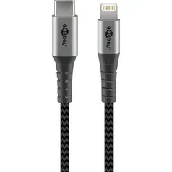 Goobay Lightning USB-CTM Textilkabel mit Metallsteckern, 2 m