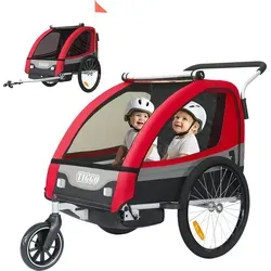 TIGGO Fahrradkinderanhänger - Anhänger für Kinder mit 5-Punkt Sicherheitsgurt, wandelbar in Kinderwagen und ideal für aktive Eltern, bequem gepolstert und mit Insekten- und Regenschutz ausgestattet.