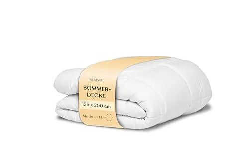 WENDRE Sommerdecke 135x200 cm – Ultraleichte 150 GSM Decke für den Sommer – Dünne Mikrofaser Steppdecke – Oeko-TEX Zertifiziert – Allergiker Bettdecke 135x200 Made in EU - Washbar