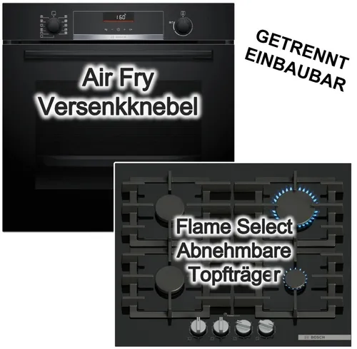 BOSCH Einbaubackofen AirFry mit Gaskochfeld und 3D Heißluft