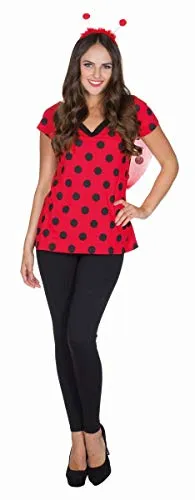 Rubie's V-Shirt Marienkäfer rot schwarz gepunktet Damen Karneval Insekt Kostüm