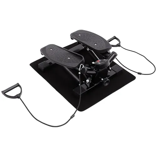 HOMCOM Stepper Sidestepper mit Trainingsbändern - Effektiver Stepper für ein vielseitiges Workout! Die seitlichen Bewegungen und integrierten Bänder fördern die Fitness. Rutschfeste Pedale und ein LCD-Display für Trainingsdaten sorgen für Sicherheit und Effizienz. Kompakt und platzsparend!