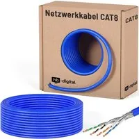 HB-DIGITAL CAT 8 Netzwerk Verlegekabel - Hochgeschwindigkeits-Internet bis 2000 MHz, ideal für anspruchsvolle Netzwerkanwendungen. Brandschutzklasse B2ca s1a d1 a1, halogenfrei und doppelt geschirmt für optimale Sicherheit.