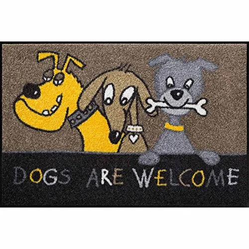 Salonloewe Fußmatte Dogs Are Welcome 50x75 cm - Lustiger Hunde Fussabtreter, pflegeleicht und rutschfest für innen und außen