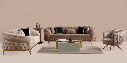 Design Sofa 331 Sitzer Chesterfield Stoff Couch Polster Sofas Textil Neu - Kategorie: Sofas, modernes Chesterfield-Design, inklusive Kissen für zusätzlichen Komfort, ideal für Wohnzimmer, Maße: 240 x 90 x 75 cm, mit stabiler Holzstruktur und pflegeleichtem Polyesterbezug.