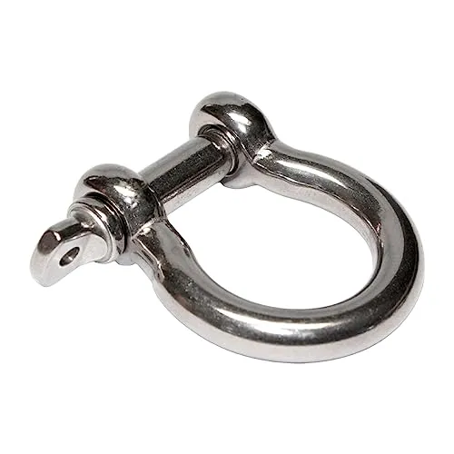 PRIOstahl Schäkel Rundschäkel Verbinder Schraubbolzen Drahtseilverbinder x 1 Schäkel Geschweift M10 (34 mm x 34 mm) Verbindungselement Bügel Rostfrei für Salzwasser Schiff Boot aus Edelstahl V4A