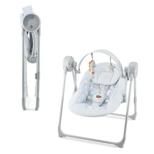 Kinderkraft elektrische Babywippe SWINGEE – 5 Schaukelstufen – Timer – Musik – verstellbar & faltbar – nur 3,7 kg – Grau
