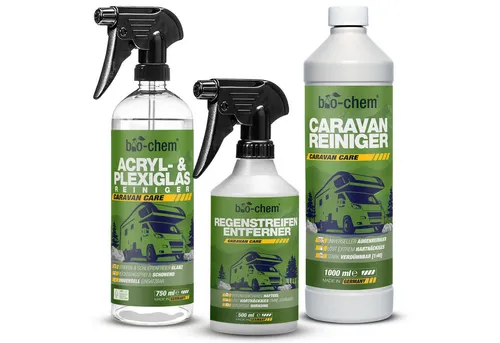 bio-chem Caravan Außen-Pflege Set – 3-teiliges Reinigungsbundle - Autopflege für Wohnmobile und Caravans, mit umweltbewussten, materialschonenden Inhaltsstoffen für gründliche und schonende Reinigung.