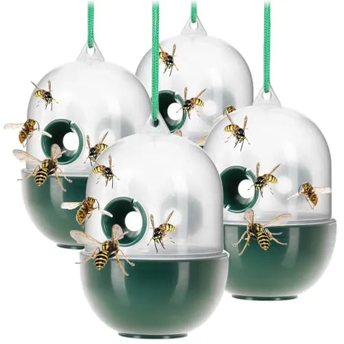com-four® 4x Wespen Lebendfalle, Natürliche Wespenfalle für draußen | Wespen vertreiben