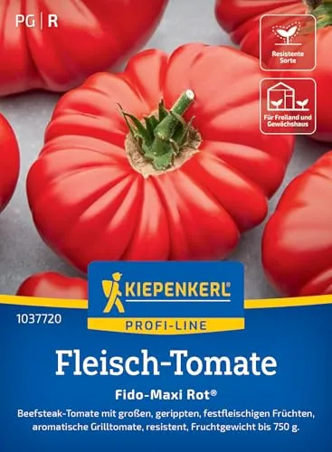 Kiepenkerl Profi-Line Fleisch-Tomatensamen Fido-Maxi Rot 1037720 – Resistente Sorte - Fruchtgewicht bis 750 g - Gemüsesamen, Samengemüse, Saatgut