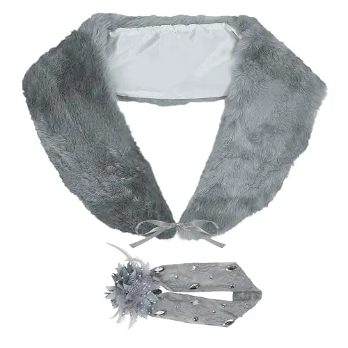 W WIDMANN MILANO Party Fashion - Verkleidungsset 20er Jahre Charleston, Stola und Stirnband, Kunstpelz, Karneval, Mottoparty