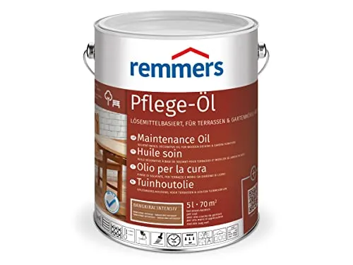 Remmers Pflege-Öl bangkirai intensiv, 5 Liter - Holzöl für innen und außen, wasserabweisend und wetterfest, ideal für Gartenmöbel und Holzterrassen. Schützt vor Witterungseinflüssen und ist einfach in der Anwendung.