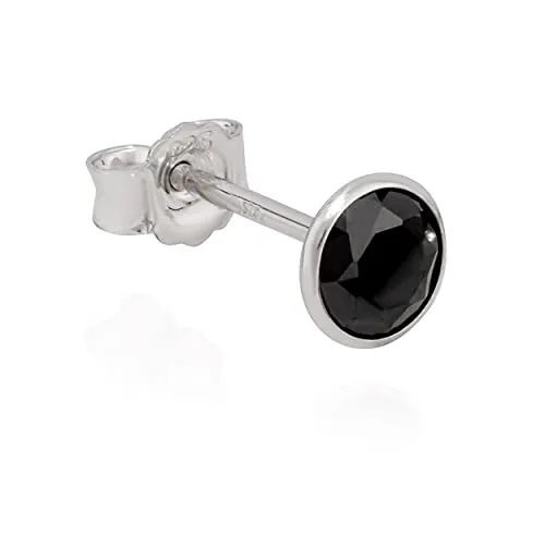 NKlaus Einzel Kelch Ohrstecker 925 Silber anlaufgeschützt 5mm Zirkonia Schwarz Ohrring 11214