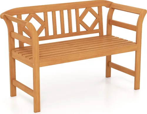 COSTWAY Gartenbank 2-Sitzer aus Akazienholz, wetterfest und stabil - Genießen Sie entspannte Stunden zu zweit auf dieser robusten Gartenbank aus Akazienholz mit einer Belastbarkeit von bis zu 360 kg. Ideal für Garten und Terrasse, bietet sie Komfort durch ergonomische Armlehnen und eine stilvolle Rückenlehne.