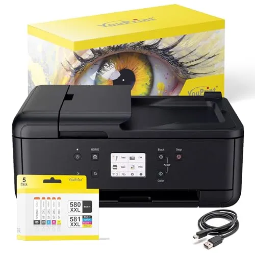 youprint Bundle TR7650 Multifunktionsgerät - Multifunktionsdrucker mit 5 XXL YouPrint Patronen für brillante Druckqualität. Kabelloses Drucken, randloser Druck und Duplex-Funktion machen ihn ideal für Zuhause oder das Büro.