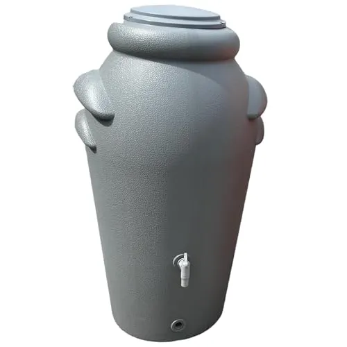 F & R Regenwassertonne 200 Liter - Robuste und frostbeständige Regentonne - Regentonne für effiziente Bewässerung: UV- und korrosionsbeständig, ideal für Garten und öffentliche Einrichtungen. Mit abdichtendem Deckel und Wasserhahn für sauberes und gezieltes Entnehmen von Regenwasser.