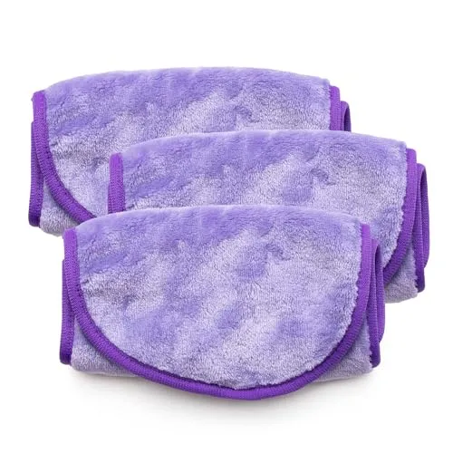 Intirilife 3er Set Abschminktücher Mikrofaser Make-Up Entferner Tuch für Gesicht in Lila - 40.5 x 17 cm - Abschminkpads weich waschbar Reinigungstuch wiederverwendbar 3 Stück Kosmetik Beauty