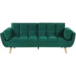 Elegantes Schlafsofa 3-Sitzer Asby aus Samtstoff in Grün