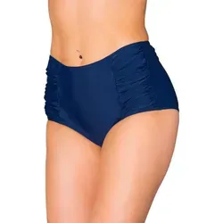 Aquarti Bikini-Hose Aquarti Damen Bikinihose mit Hoher Taille und Raffung blau 48