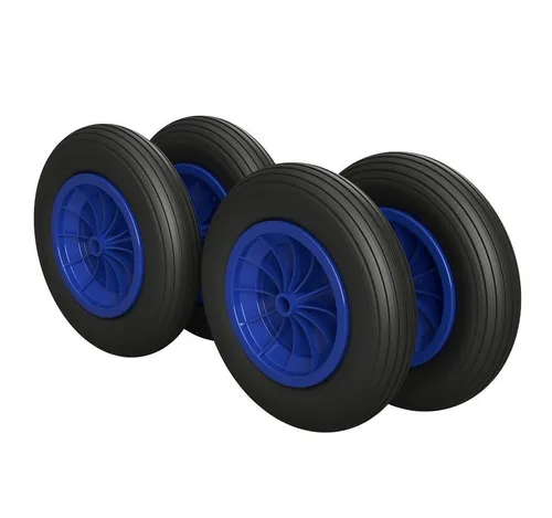 SUPROD Ersatzrad PU Rad Ø 350 mm 3.50-8 Gleitlager Schubkarrenrad Reifen PANNENSICHER (4 St)