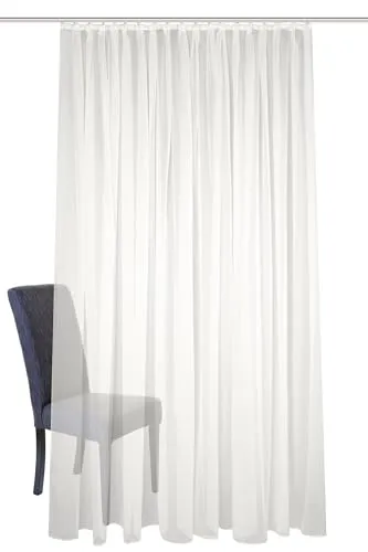 Fertigstore Sablio, Naturfarben, 450x295 cm - Hochwertige halbtransparente Fertiggardine in Naturfarbe, ideal für Fensterverzierung. Pflegeleicht, robust und für Altbauten geeignet – perfekter Lichtschutz und stilvolle Raumgestaltung.
