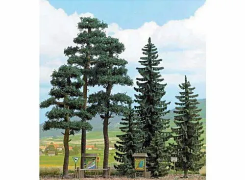 Busch 6393 Fichten- & Kiefernwald H0 - Landschaftsbau, detailgetreue Fichten- und Kiefern-Bäume für realistische Modelllandschaften.