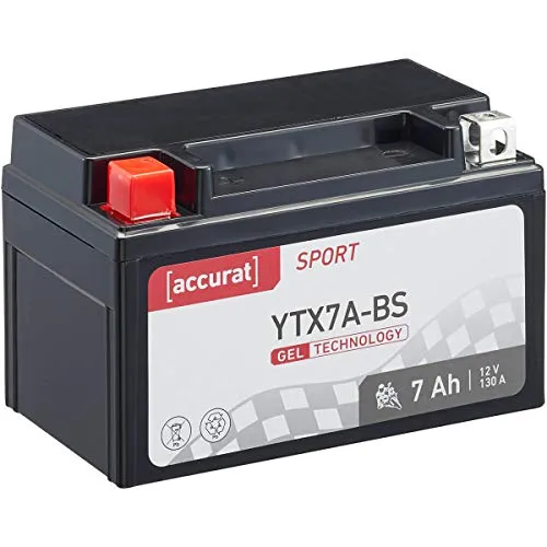 Accurat Motorradbatterie YTX7A-BS 12V 7Ah - Wartungsfreie Gel-Batterie für Motorräder und Roller, rüttelfest und auslaufsicher - ideal für zuverlässigen Start und Performance.