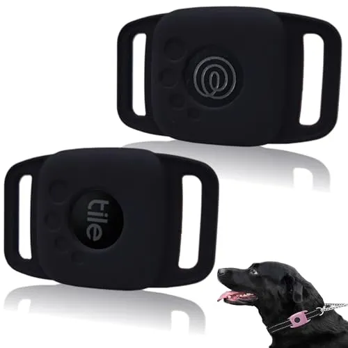 Packs Silikon-Fall für Fliesen Mate 2022, Mate 2024 Tag für Haustier, Katze, Hundehalsband, Tracker Cover Zubehör, Stabil, Safe Finder Halter für Tasche (schwarz) 2