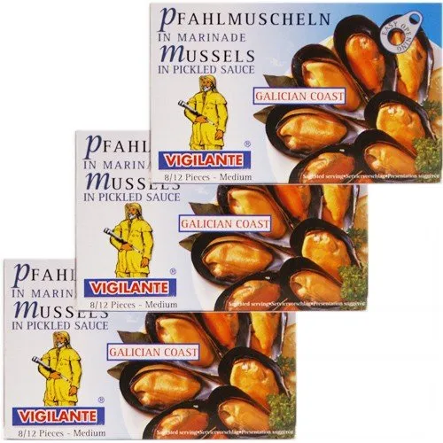 3x Vigilante 'Pfahlmuscheln In Marinade'- Mejillones En Escabeche, 115 g