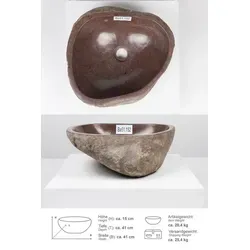 wohnfreuden Aufsatzwaschbecken Naturstein Waschbecken 40 cm (Kein Set), 210_Ba51.152 grau 210_Ba51.152 | Ø 40 cm x 40 cm x 15 cm x 40 cm