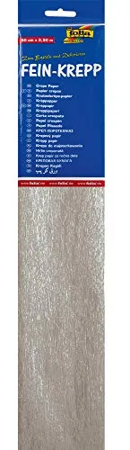 folia 8229126-10 - Krepppapier, 10 Lagen in silber, jede Lage ca. 50 x 250 cm, 32 g/m², sehr elastisches und dünnes Papier, mit einer unebenen und rauen Oberfläche