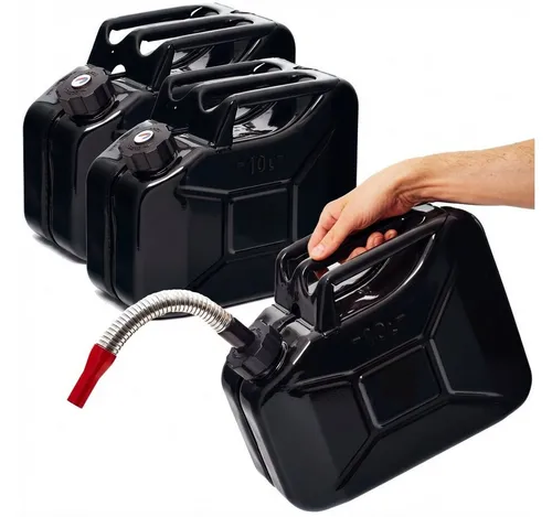 BW® Metall Benzinkanister 3x10 Liter mit Ausgießer - Schwarz - Robuster Benzinkanister aus pulverbeschichtetem 0,9mm Stahl, TÜV-zertifiziert und mit breitem Ausgießer für schnelles Betanken. Ideal für vielseitige Anwendungen mit Benzin, Diesel und mehr.