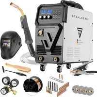 STAHLWERK MIG 270 Puls Pro Schweißgerät - Vollausstattung 4-in-1 Schutzgas-Schweißgerät mit 10 - 270 A, ideal für professionelle Anwendungen und vielseitige Einsatzmöglichkeiten.
