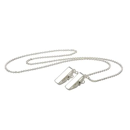 Elegante Serviettenkette aus 925 Sterling Silber - 32 cm Fixierkette für stilvolle Dinner - Serviettenringe: Hochwertige 925 Silberkette mit Klammern, idealer Kleckerschutz für elegante Mahlzeiten und praktisches Tisch-Accessoire für jeden Anlass.